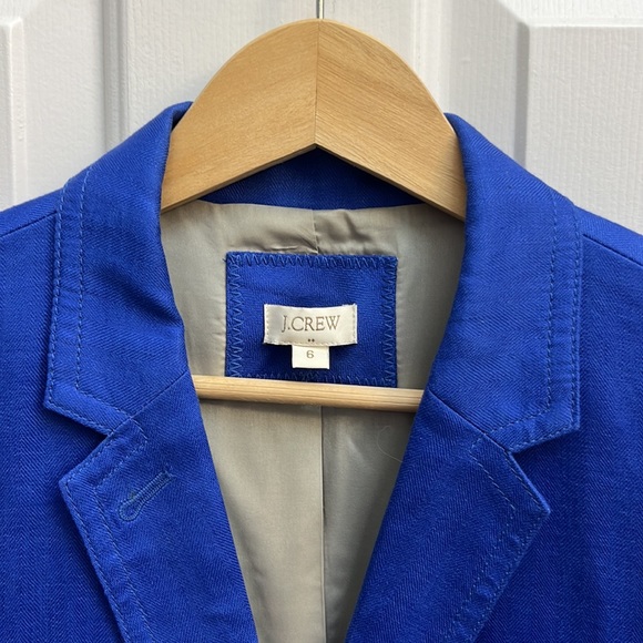 EUC J. Crew Blue Linen Womenβs Blazer Size 6 - Picture 2 of 7